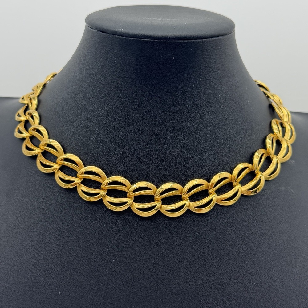 Vintage Napier Gold Tone Choker Link Chain Necklace Pat Number Mint
